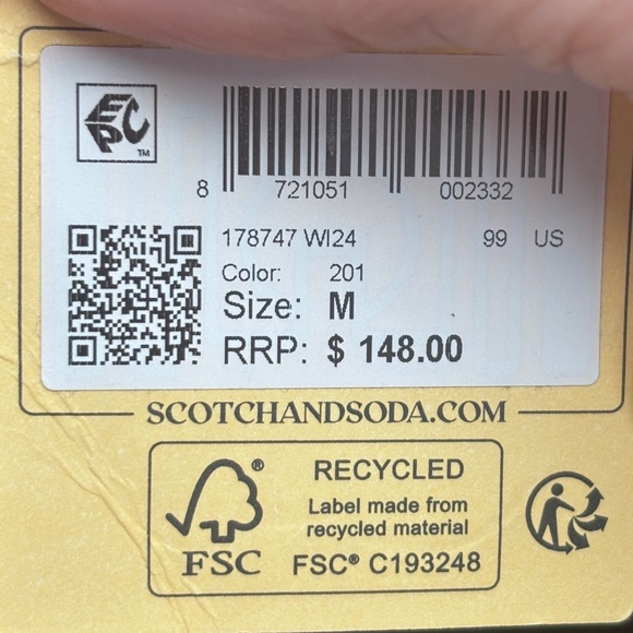 NWT Scotch & Soda Men’s Sz Med Dark Brown Jacquard Terry Relaxed Fit Hoodie - Picture 12 of 16